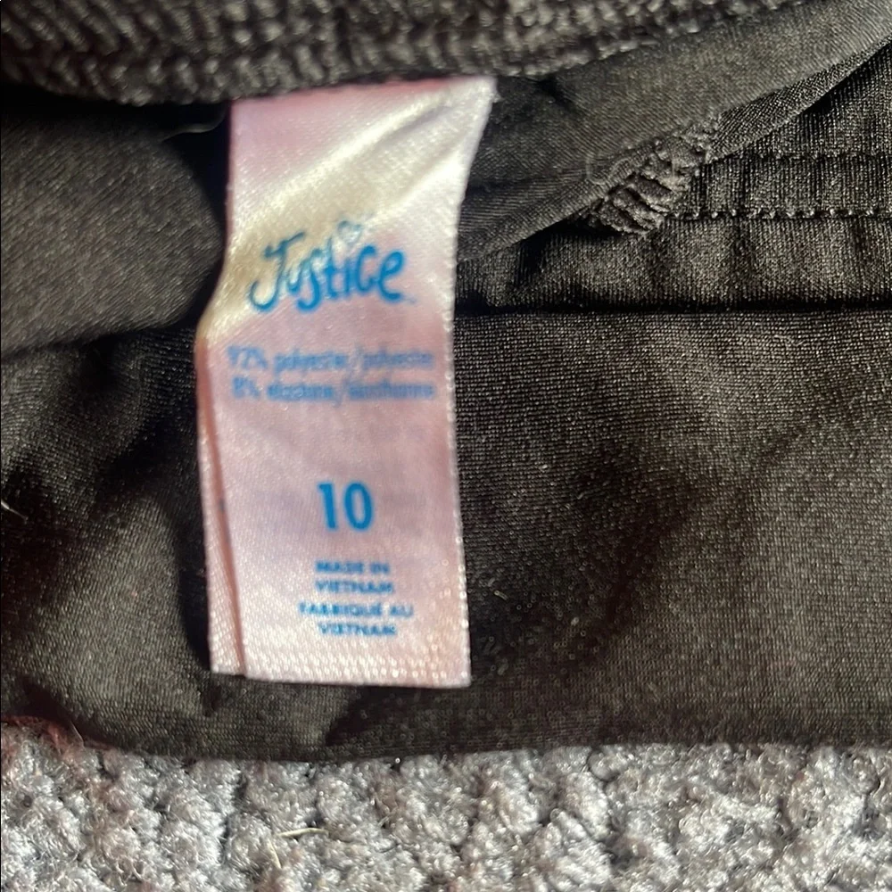 Justice Black Leggings with Bold Branding